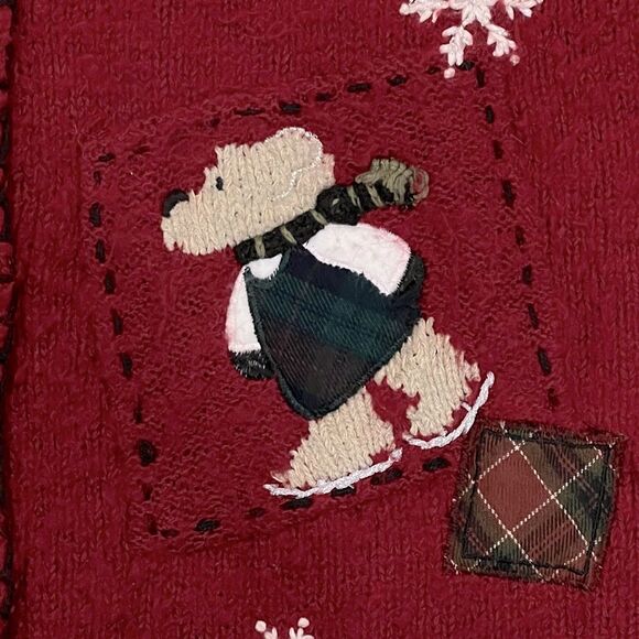 Croft & Barrow Skating Bears Silk Wool Sweater Size XL - Picture 10 of 13